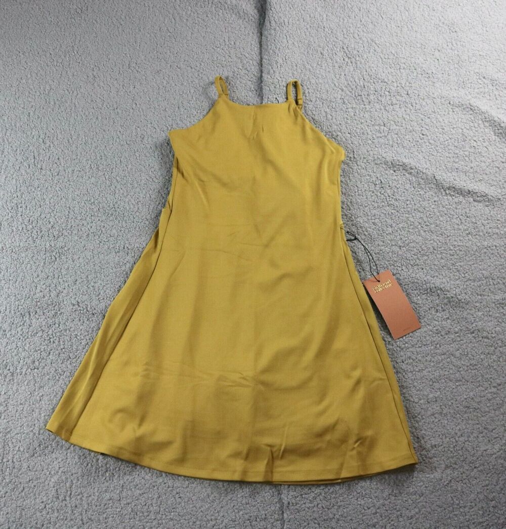 New Girlfriend Collective Dress Medium Mustard Yellow Naomi Workout Shelf Bra